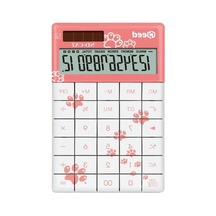 Pembe Kedi Pati Desenli Standart Hesap Makinesi 124-Pembe