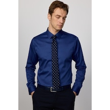 Tudors Slim Fit Premium Seri Cotton Likralı Saks Mavisi Erkek Gömlek-30416-saks Mavi Saks