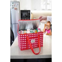 Bebek Çocuk Isı Korumalı Gıda Çantası Ekoseli 35 X 20 X 20 Cmx