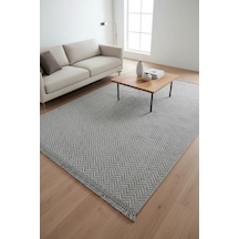 Enti Piana 1109 Gri Halı Kilim Kaymaz Taban Yıkanabilir Salon Mutfak Kesme Yolluk Gri