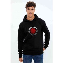 Red Hot Baskılı Siyah Erkek Örme Kapşonlu Sweatshirt