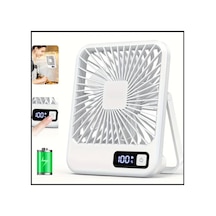 Masaüstü Şarjlı Fan 5 Hız Kademeli Ultra İnce Led Göstergeli Vantilatör Serinletici Mini Klima
