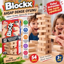 Ahşap Denge Oyunu Blockx 54 Parça Kule Devirme Strateji Ve Beceri Oyunu
