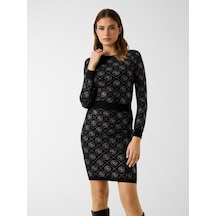 Guess W6rr66z3jd2 Ls Cn Rhinestones 4g Kadın Kazak Siyah
