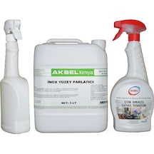 Akbel İnox Yüzey Parlatıcı 5 L + Çok Amaçlı Genel Temizlik 750 ML