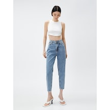 Koton Yüksek Bel Kot Pantolon Crop Paça - Lucy Jean Açık İndigo 3sal40048md 3SAL40048MDLGT Açık İndigo