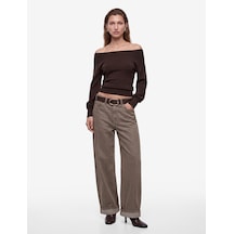 Koton Regular Fit Yuvarlak Kayık Yaka Uzun Kollu Triko Kazak Kahverengi 7wak90217ht Kahve