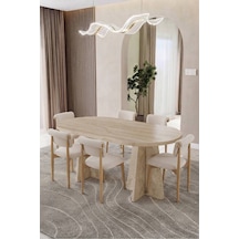 Bohem 90 X 160 Traverten 6 Sandalyeli Yemek Odası Takımı Salon Takımı Masa Takımı Bej