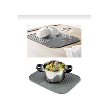 Gri Bölmeli Desen Çok Amaçlı Mutfak Bulaşık Altlığı Kaydırmaz Sil Gri