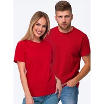 Unisex Pamuklu Oversize Basic Tshirt Kırmızı