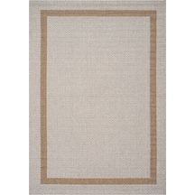 Retro Plain Krem Natural Bordürlü Halı A3234a Natural