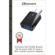 Premium Veri Pratik Arayüz Yd-70 Siyah Usb To Type-c Mini Telefon Çevirici Adaptör
