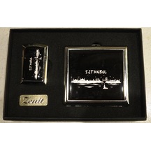 Sigara Tabakası Ve Çakmak Seti-hediyelik Kutusunda