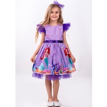 Deniz Kızı Desenli Kız Çocuk Doğum Günü ve Parti Elbisesi