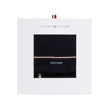 Tommy Hilfiger Rubberised Logo Beanie And Scarf Gift Set Lacivert Erkek Atkı Bere Seti