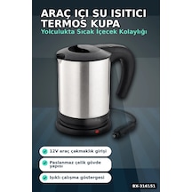 Araç İçi Su Isıtıcı Kettle 12v Çakmaklık Uyumlu Paslanmaz Çelik Termos Kupa Bx-316151