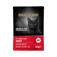 Sığır Etli Yetişkin Kedi Maması Pouch, Jöle İçinde Et Parçacıklı Yaş Kedi Maması, 85 Gr