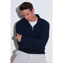 Buratti Pamuklu Regular Fit Yarım Fermuarlı Dik Yaka Erkek Sweat 5905716 Koyu Lacivert