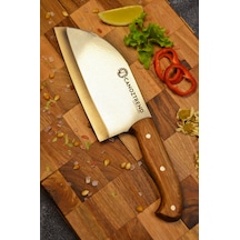 El Yapımı Ceviz Saplı Almazan Et Ekmek Sebze Satır Mutfak Bıçağı
