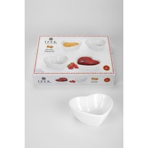 6 Kişilik Kalp Tasarımlı Küçük Sunumluk Reçellik 6'lı Kase Takımı 7cm Beyaz