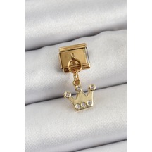 Zarif Kadın İçin Golden Çelik Sallantı Zirkonlu Kraliçe Tacı Bakla Bileklik Gri