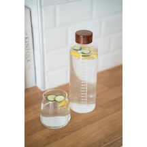Akasya Kapaklı Ölçekli Cam Matara - 1000 Ml