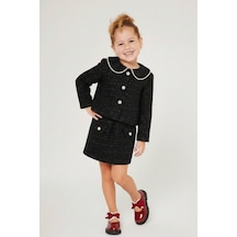 My Kids Wear Kız Çocuk Bayramlık İnci Detaylı Tüvit Takım 12547 Siyah
