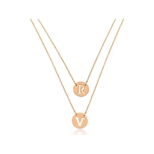 Kuyumcudukkani Yeni Trend Kişiye Özel İsim Baş Harfli İkili Kolye -37233-r Rose Gold