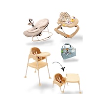 5'li Bebek İhtiyaç Seti / Çalışma Masalı Mama Sandalyesi / Ana Kucağı / Yürüteç / Keçe Organizer