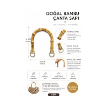 Vollen Yarn Doğal Bambu Çanta Sapı 16x14 Cm 1 Çift 2 Adet Metal Halkalı El Yapımı Çanta Kulpu Çanta Aksesuarı Bej