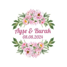 Kış Temalı Oval Çerçeve Etiketi Kına Nişan Düğün 3x3 Cm Özel Etiket / 50 Adet Sticker Beyaz