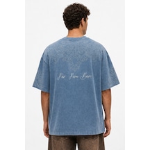 Respire Erkek Far From Basic Yıkamalı Oversize T-shirt Bebe Mavi Bebek Mavisi