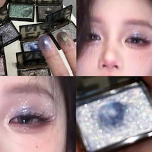 Köpüklü Glitter Mavi Göz Farı Paleti Fosforlu Siyah Gümüş Punk Dumanlı Göz Farı 04 3.2g 01
