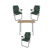 Bofigo 60X80 Çam Desenli Katlanır Masa + 3 Adet Katlanır Sandalye Kamp Seti Bahçe Takımı Yeşil