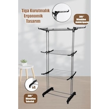 Doğrular Perilla Tiga 3 Katlı Tekerlekli Çamaşır Kurutmalığı 40 x 19