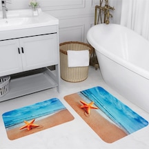 Rovigo Home Baskılı Kaymaz Taban 2 Li Banyo Paspas Takım Rvg5025-100X60-60X50 Çok Renkli