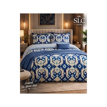 Slc Home %100 Pamuk Şık Tasarım Çift Kişilik Nevresim Takımı 4 Parça Mavi/beyaz Mavi - 938573015 Mavi