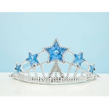 Yıldız - 159 - Şekilli Elsa Prenses Kraliçe Tacı Mavi Renk Çocuk Boy - Edntrend - 5x17 Cm