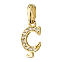 Goldkupe 14 Ayar Altın Ç Harfi Taşlı Kolye Ucu 0,47gr-6339 Altın