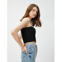 Koton Gipeli Crop Atlet Askılı Siyah 3sak10232ek