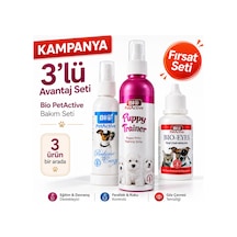 Bio Petactive 3 Lü Köpek Bakım Seti Puppy Trainer Tuvalet Eğitim Spreyi + Köpek Parfümü + Göz Çevresi Leke Temizleyici