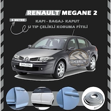 Renault Megane 2 Oto Araç Kapı Koruma Fitili 5metre Parlak Gri Renk
