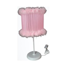 Pembe Tüylü Yatak Odası Kız Odası Abajuru