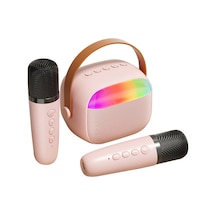 Ranyeek K30 Pembe Bluetooth 5.0 Hoparlör - Dış Mekan Taşınabilir, 6w Ses, İki Mikrofonlu Karaoke, Renkli Işık Efekti, 1200mah Pil