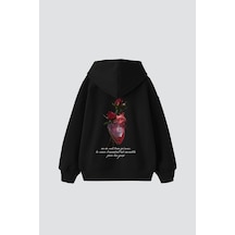 Tarzsokak Heart&rose Baskılı Oversize Unisex Premium Siyah