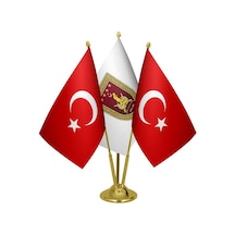 Masa Üstü Kara Kuvvetleri Bayrağı Türk Bayrağı Üçlü Pirinç Direk