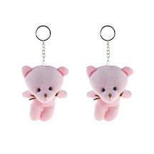 Pelüş Ayıcık Anahtarlık İkili Set Pembe 12 Cm