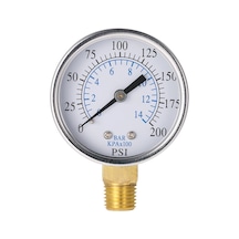 Kosona 50mm 1/4" Npt Hidrolik Manometre, 0-200psi/0-14bar Çift Ölçekli İğne, Sabit Performanslı, Yan/arka Montaj Opsiyonu Ts-50-14