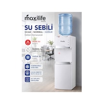 Maxilife PS-SLR-210 Aqua Kompresörlü Su Sebili Sıcak Soğuk Normal Su Alt Dolaplı 3 Musluklu Su Sebili Beyaz