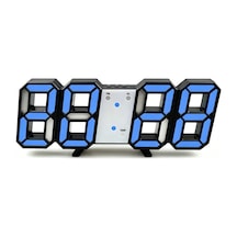 Dekoratif Dijital Led Masa Duvar Saati 3d Dijital Saat Çalar Saat Led Elektronik Saat Siyah Kasa Mavi Işık Renkli